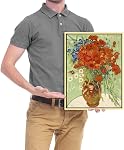 Wieco Art Framed Art Giclee Canvas Imprimés de Poppies Rouges et Daisies Canvas Imprimeries Mur Art de Van Gogh Peintures Reproduction abstraite Artwork for Wall Decor Golden Frame