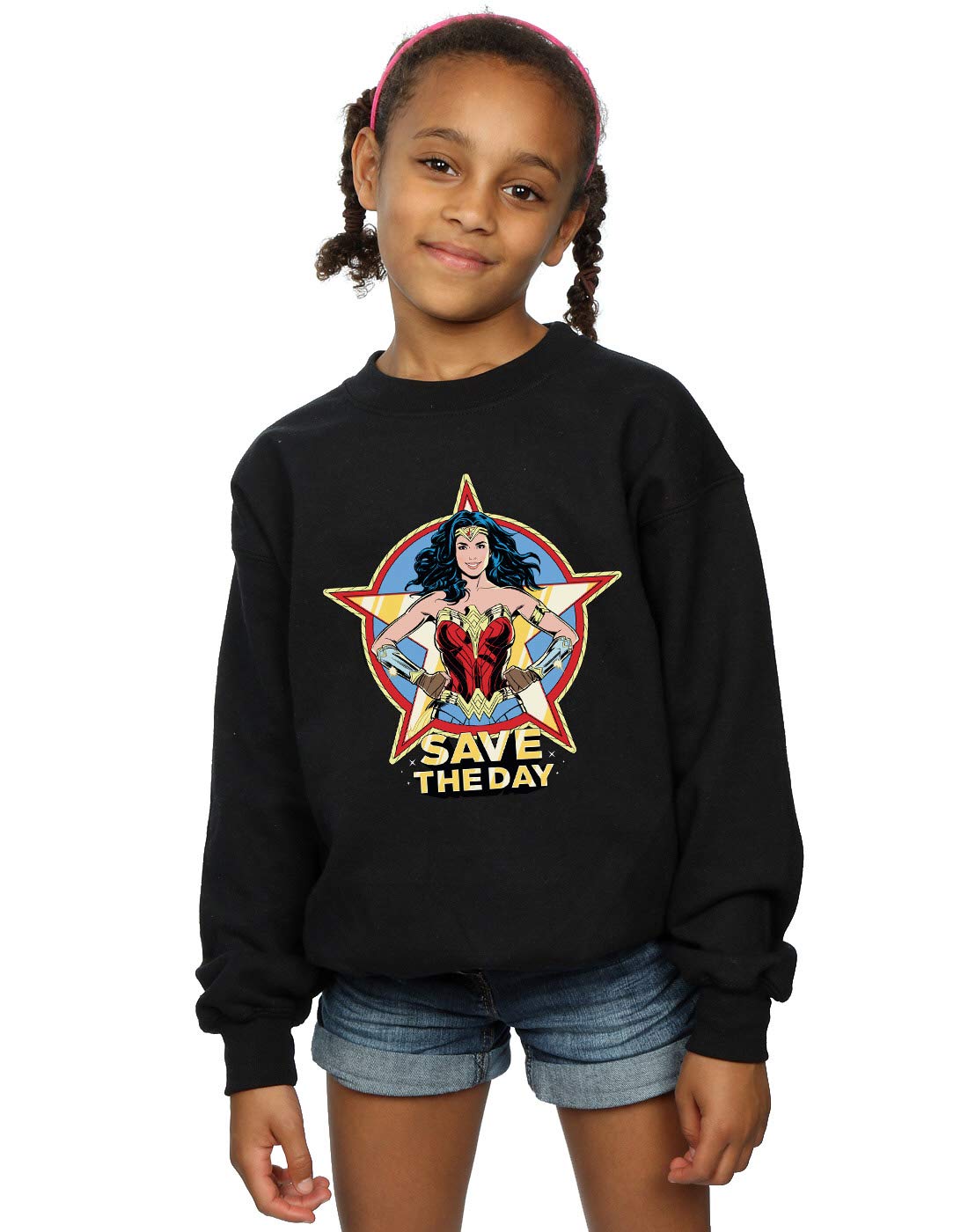 Absolute Cult Girls Black Dc Comics Wonder Woman 84 Star Design Sweatshirt 12-13 Years