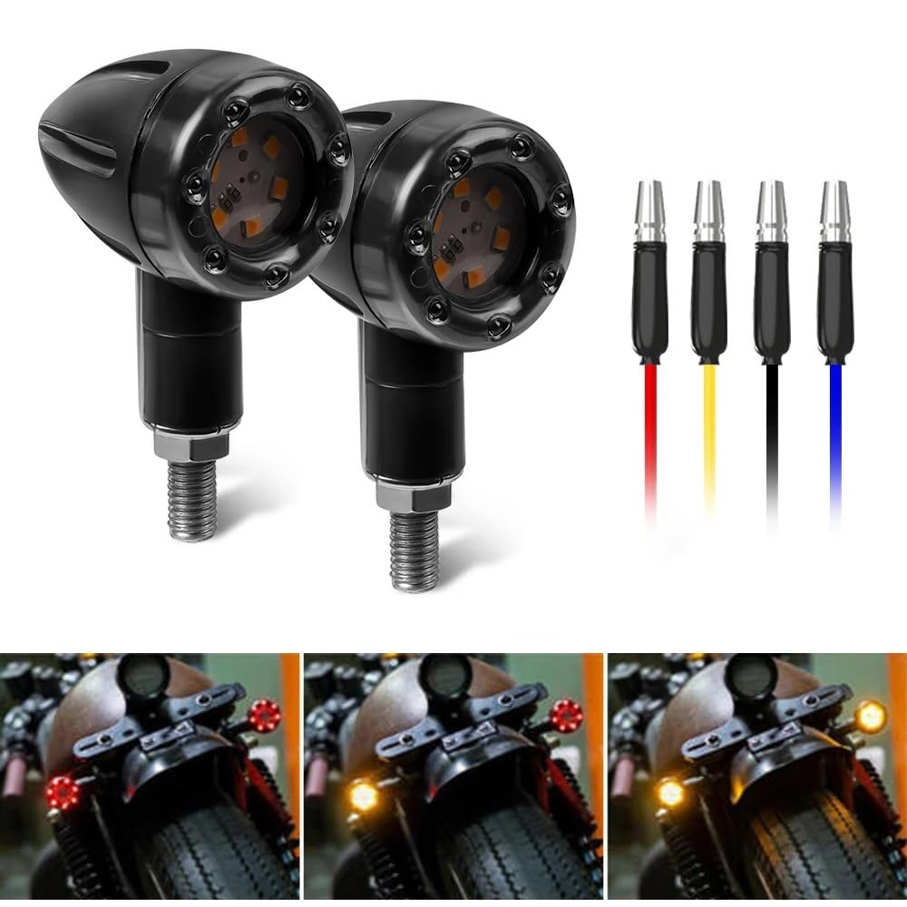 Intermitentes Motocicleta 4 Uds motocicleta bicicleta LED ámbar + rojo señal de giro luz freno intermitente bombillas indicadoras 12V 13 7,5 * 6 * 3,5 cm