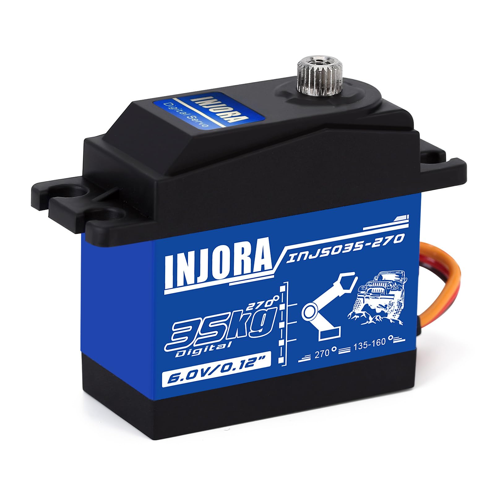 INJORA Servo 35KG High Torque Servo for RC Car Models Crawler Truck (Control Angle 270°)