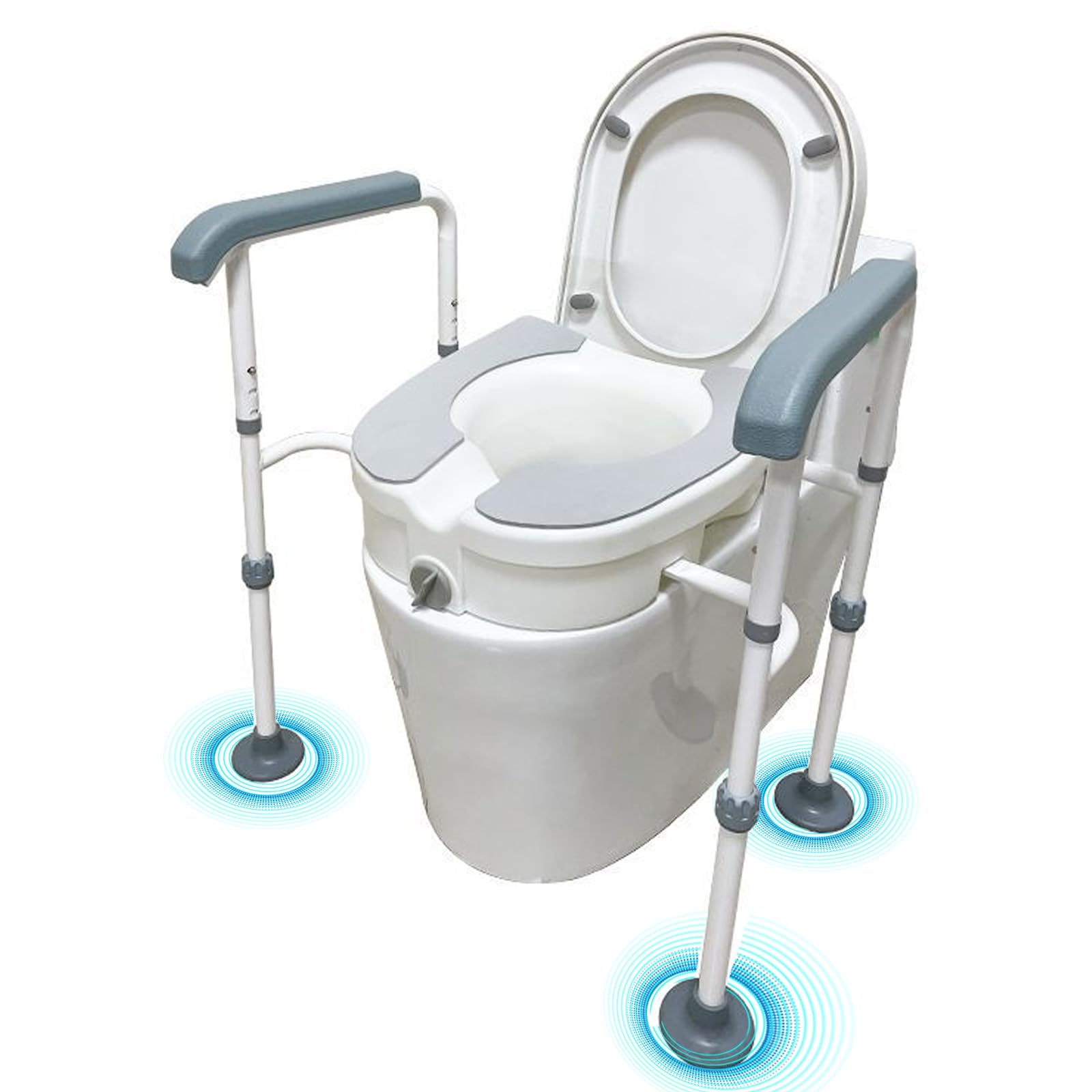 Rialzo WC per Anziani, Sedia Comoda WC per Anziani con Braccioli, Alzawater per Anziani Regolabile in Altezza, Supporto per WC per Anziani, Disabili, Incinta