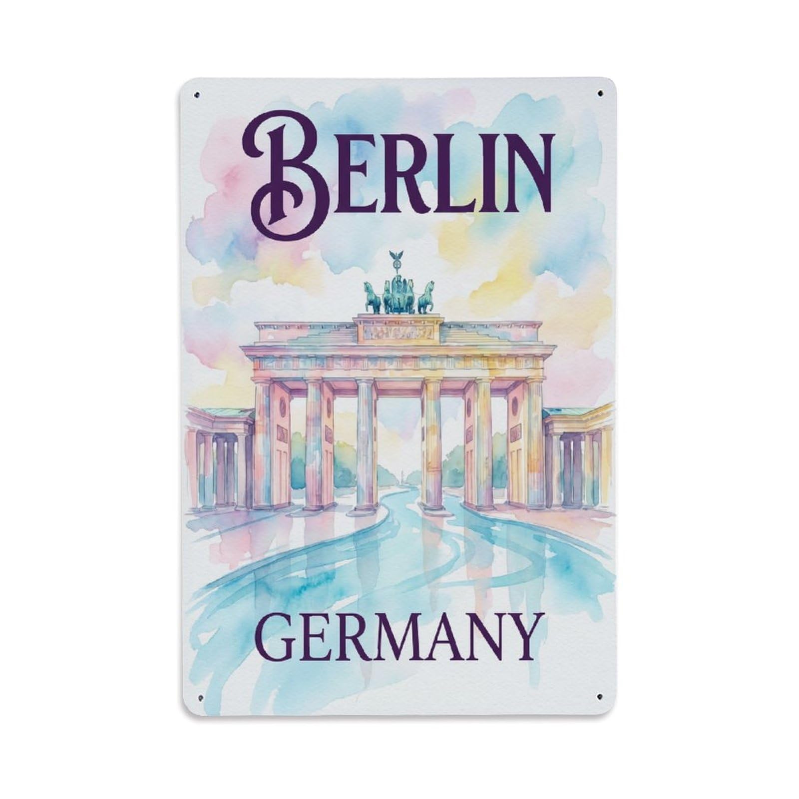 Gead 8X12inch Style Vintage Travel Berlin Germany View Metal Tin Sign