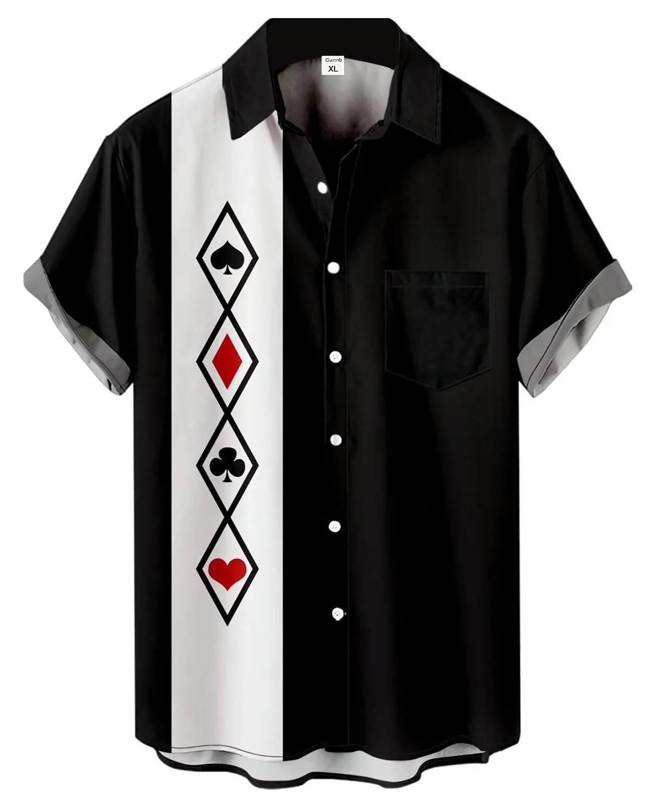 Gwnnb Bowling Shirts for Men Print Short Sleeve Regular Fit Hawaiian Casual Button Down Beach Shirts