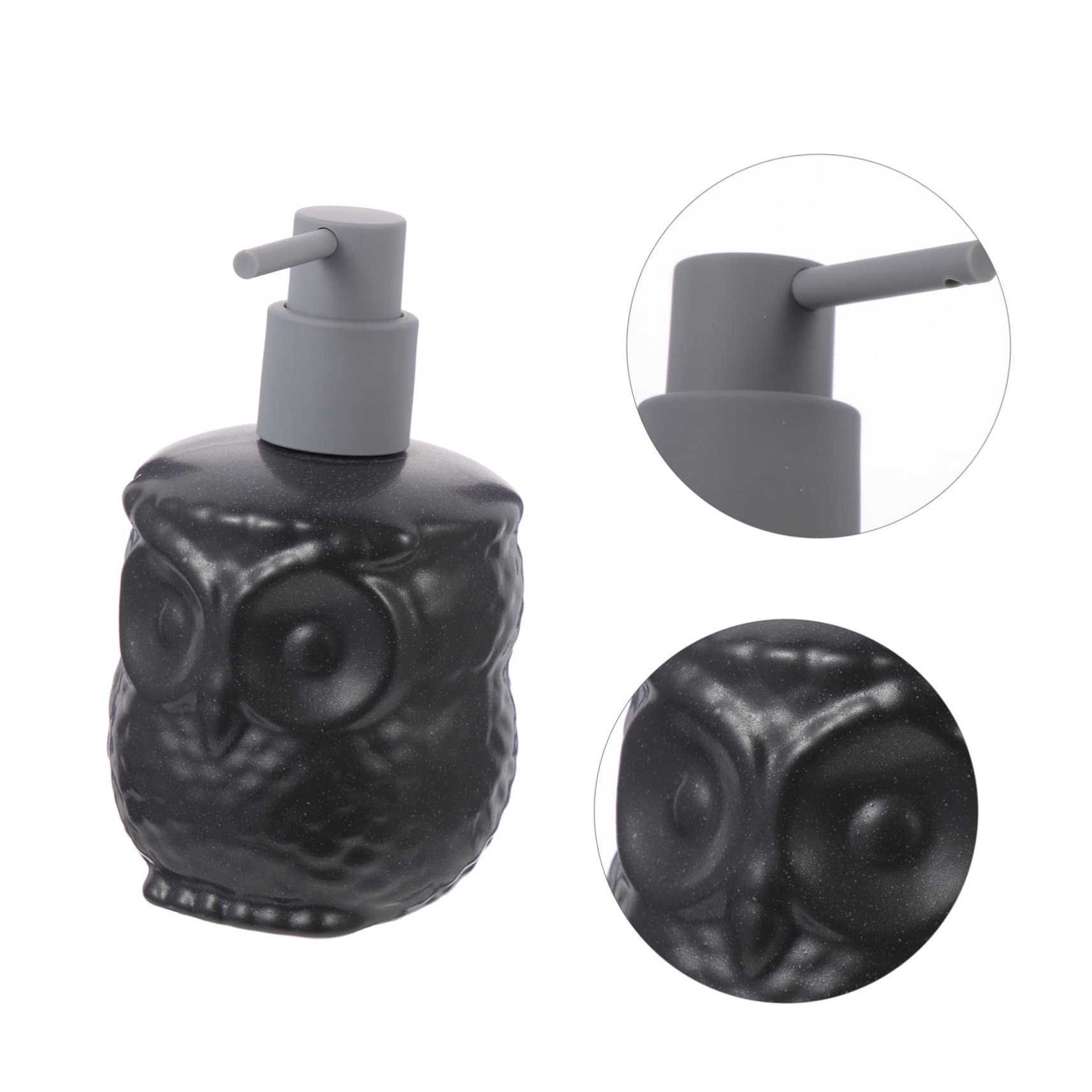 Anneome Schwarzer 440ml Keramik Seifenspender im Cartoon Eulen Design Leichter Lotionbehälter mit Pumpe Einfach zu Bedienen für Zuhause und Reisen