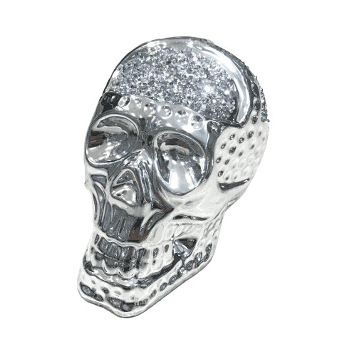 Touch Of Venetian Silver Crushed Diamond Skull Skeleton Head Glitter Gatsby Sparkly Chrome