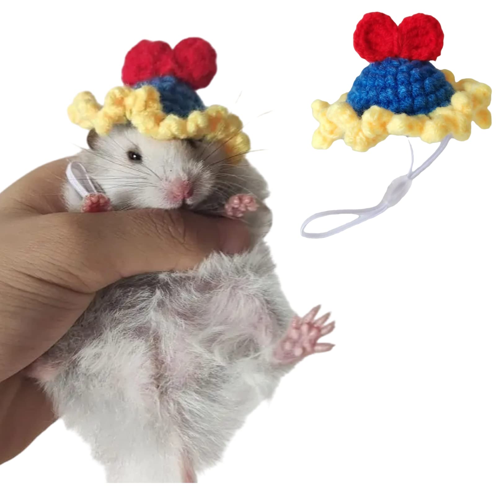 Hamster Hat Mini Small Animals with Adjustable Strap Lovely Hand Knitted Tiny Hats for Lizard Guinea Pig Reptile Christmas Party Clothes Costume