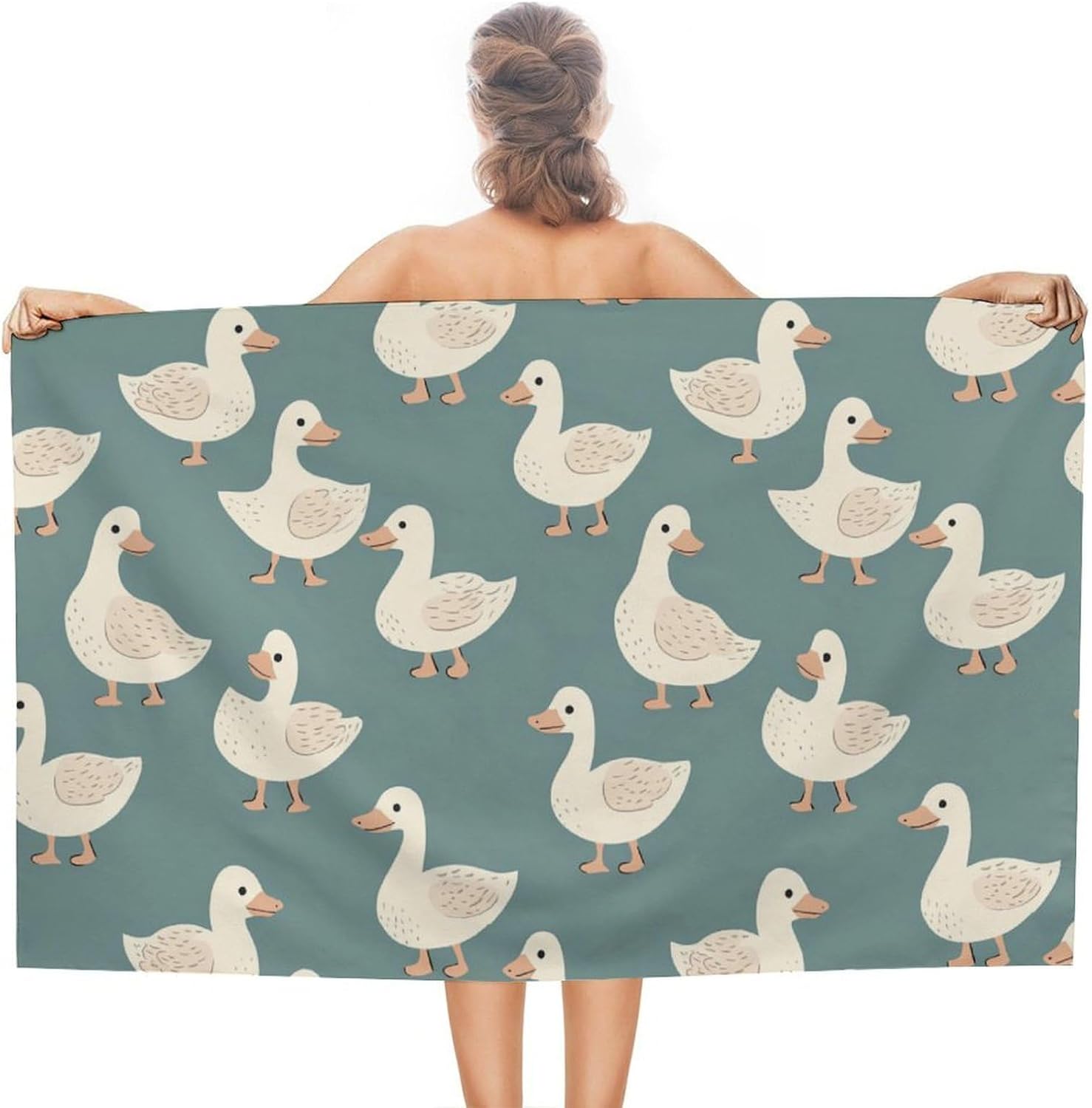 Ducks Cute Pattern Oversized Beach Towel Soft Absorbent Pool Bath Swim Towels for Adults Travel Vacation Gifts 130x80cm