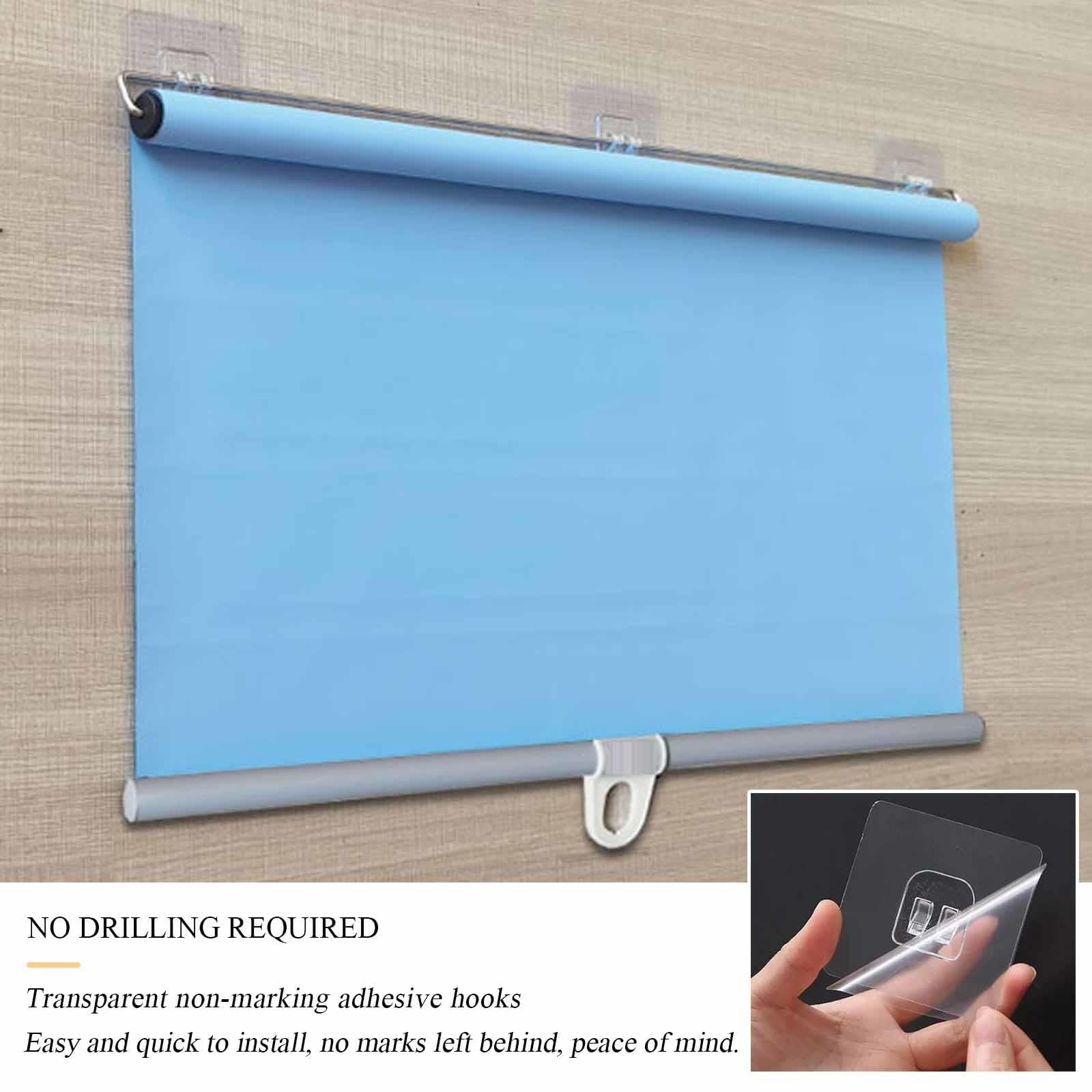 Tenda avvolgibile oscurante senza fili, portatile, retrattile, senza trapano, avvolgibile, con ventose e ganci, parasole temporaneo, isolante, per casa e ufficio (blu, 32 x 150 cm)