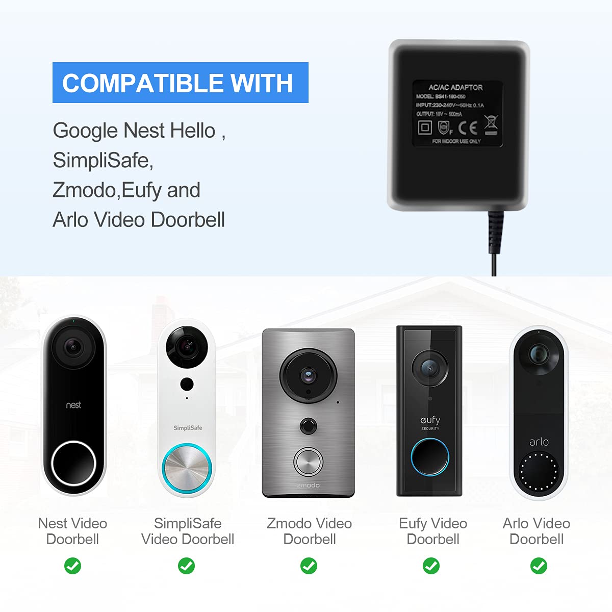 Power Supply for Nest Video Doorbell,LANMU Power Adapter Transformer