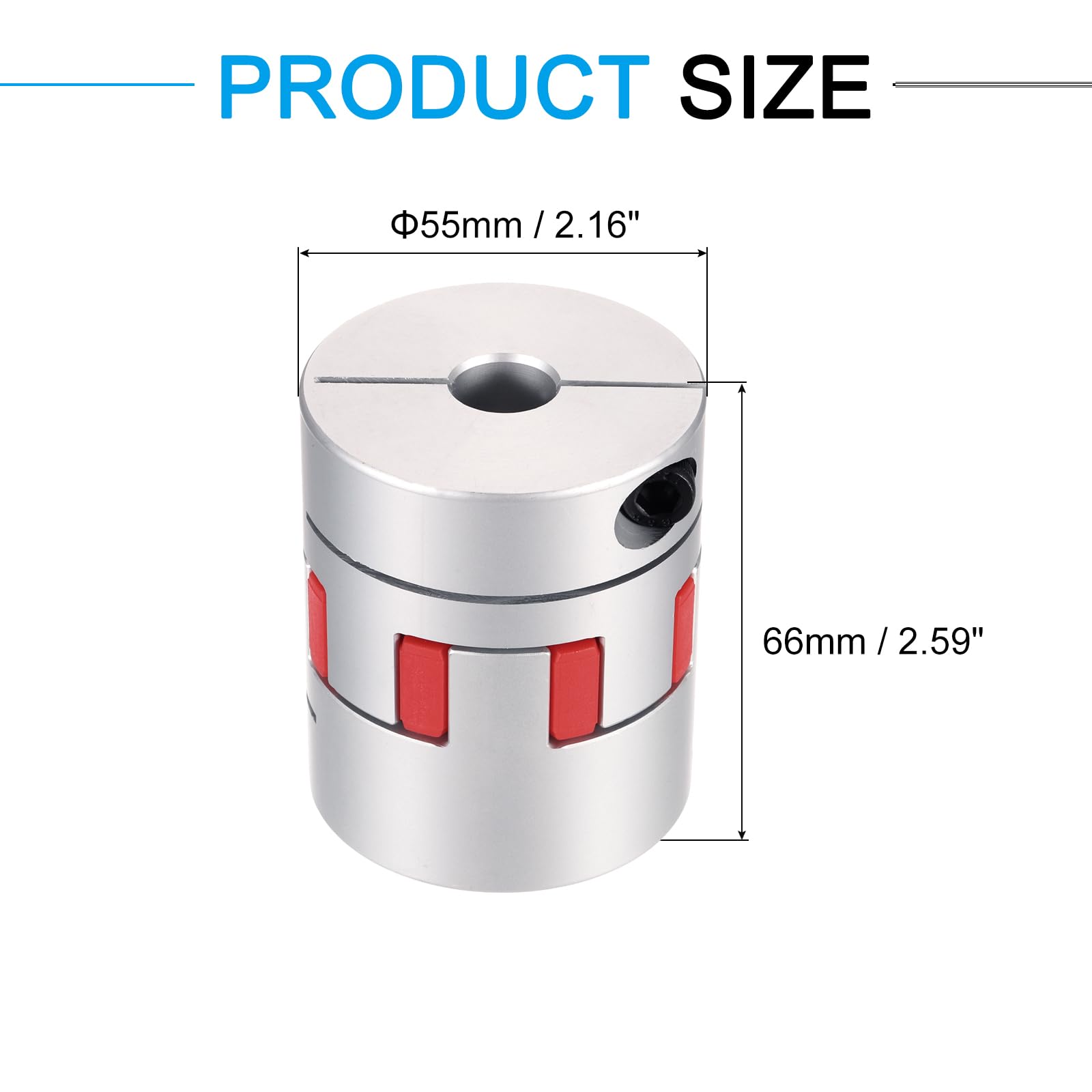 QUARKZMAN Acoplamiento de eje de aluminio de 16 mm a 28 mm Acoplamiento flexible de araña L66mm x D55mm Acoplador de eje de araña Conector conjunto para impresoras 3D