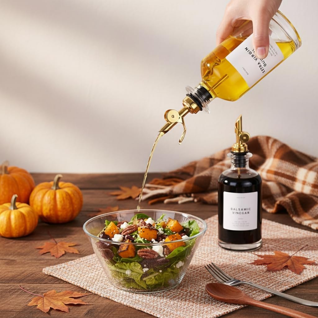 Molimoli - Premium Olive Oil Dispenser Bottles for Kitchen with Pourer - Oil and Vinegar Dispenser Set, Glass Dispenser for Kitchen, Dispenser Bottle of 350ml - Set of 2 - Image 2