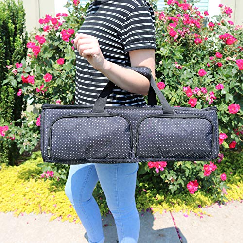 Everything Mary Die-Cut Machine Carrying Case, Black Polka Dot - Storage Tote For Cricut Air & Maker Brother, & Silhouette - Accessories Bag For Supplies, Weeding Tools, Pens & Vinyl #TOP1