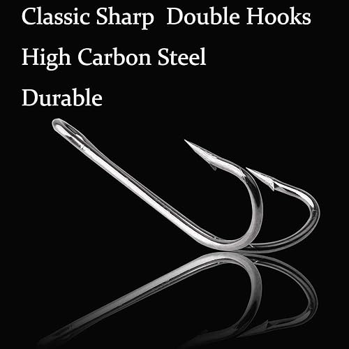 Miniatura 3 de Ganchos dobles  35 ganchos clásicos de rana, 3 ganchos fuertes y afilados de acero de alto carbono, ganchos pequeños para atar moscas para agua