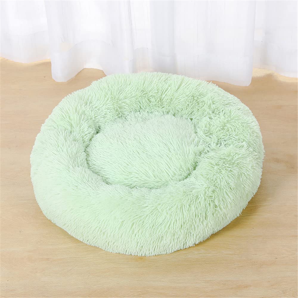 Lukery Dog Cat Donut Bed, Fluffy Plush Puppy Kitten Cuddler Round Bed, Warm and Soft Pet Cosy Anti Anxiety Beds for Small/Medium/Large Dogs (80CM,Fruity green)