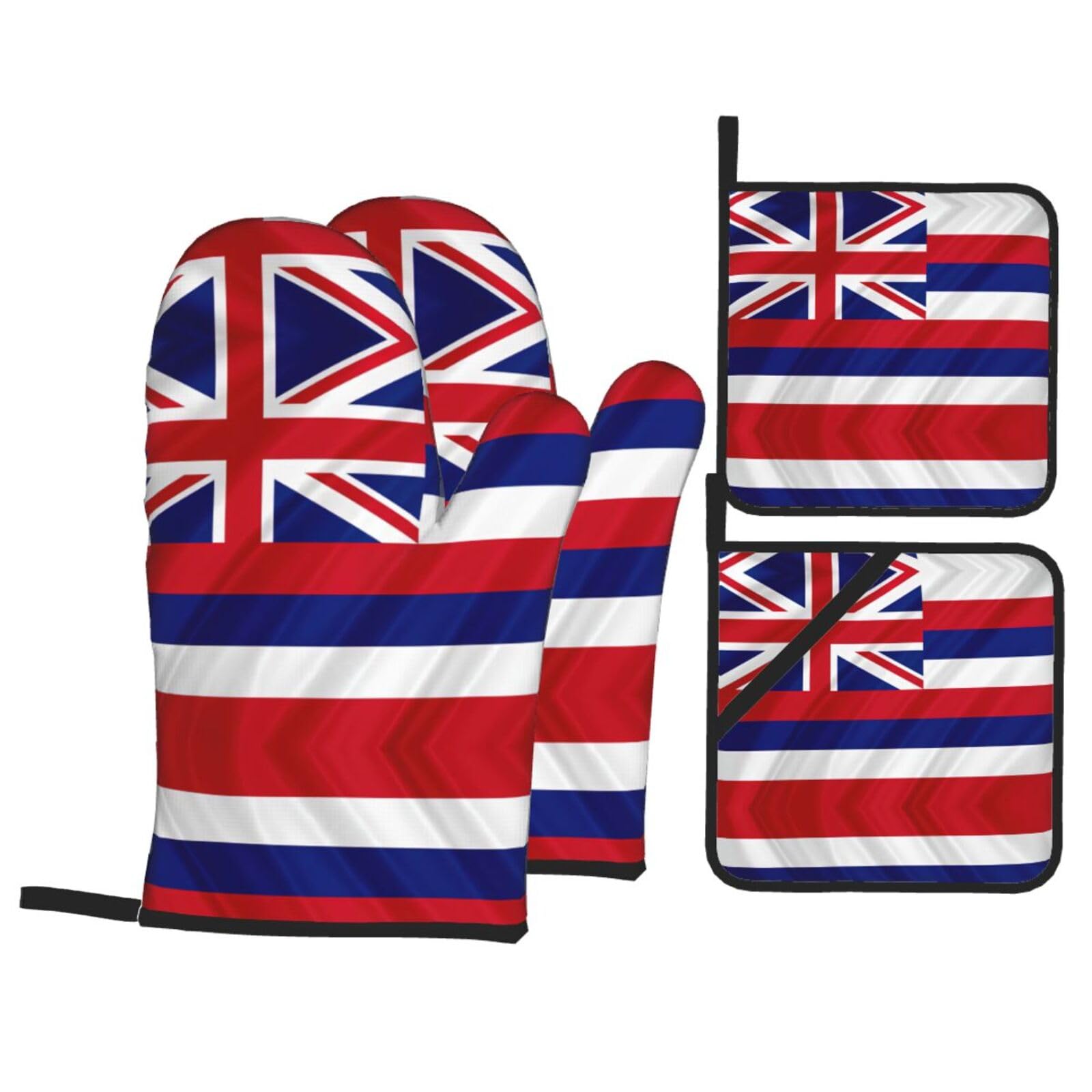 Flag of Hawaii American Print Oven Microwaving Waterproof Kitchen Gloves for Baking Grilling Holiday Cooking