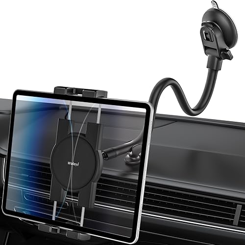 woleyi Soporte para tableta para parabrisas de automóvil, [súper succión y estable] Soporte de tableta de brazo largo para tablero de ventana de