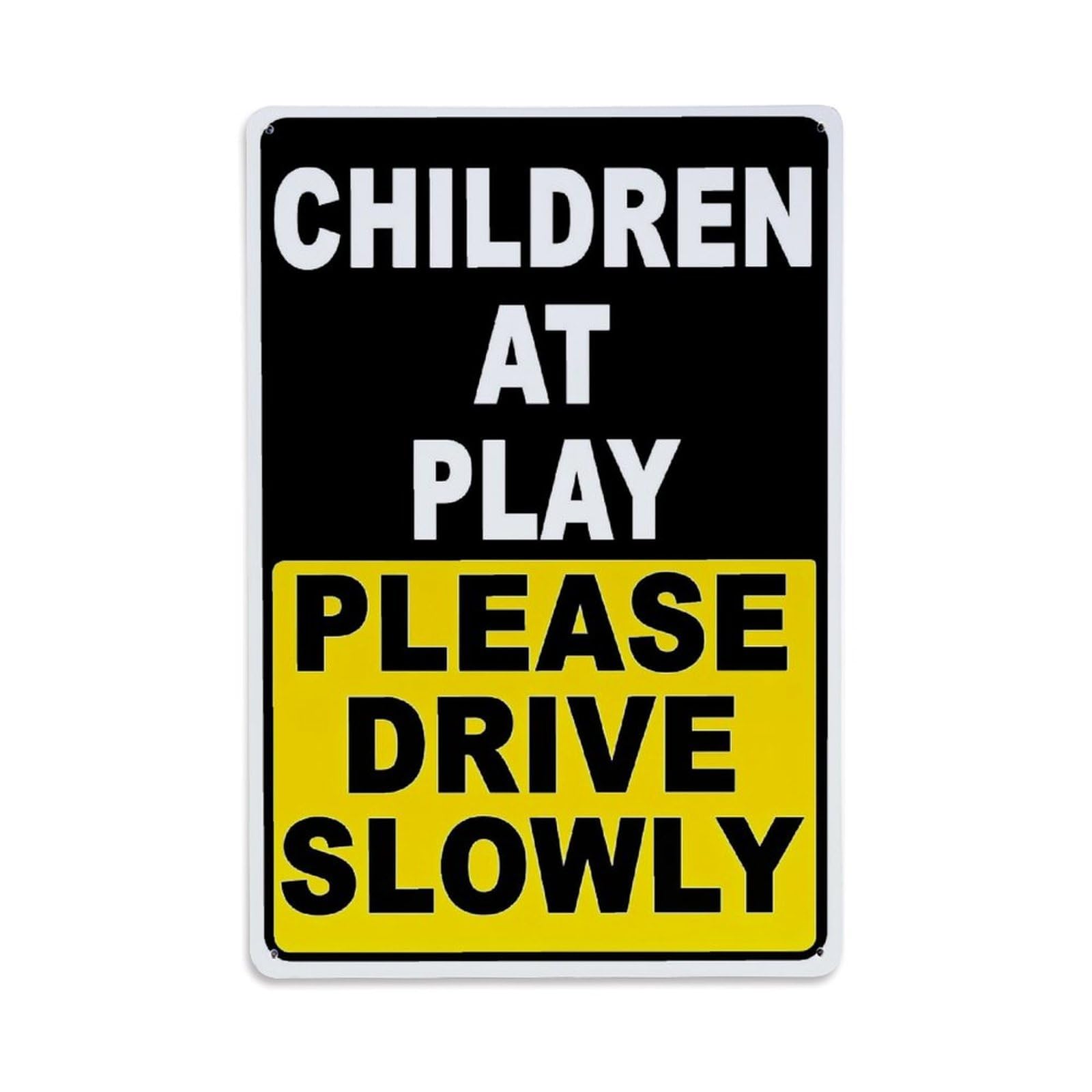 Children At Play Please Drive Slowly Vintage Tin Sign Retro Metal Wall Decor Metal Poster, Home Bar Garage Farmhouse Cafe Wall Art Decoration 8x12Inches