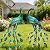 Kircust Metal Peacock Sculptures - Set of 2 Outdoor Garden Yard Art, Durable Weather-Resistant Lawn Statues, Hand-Painted, 30.7" H - Ideal for Backyard, Patio, and Porch Decor