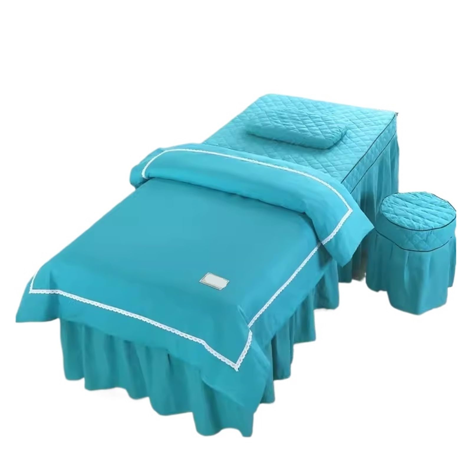 Beauty Salon Bed Cover Sets 4pcs Skin-Friendly Bed Cover Sheets Massage Spa Bedskirt Pillowcase Quilt Sets(Sky Blue,180X60)