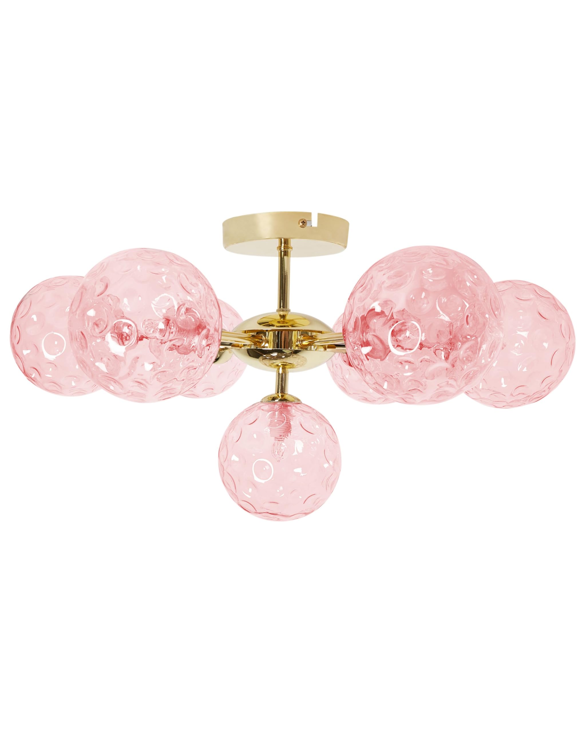 Deckenleuchte mit Kugel Glasschirmen rosa / gold glamourös 7-flammig Anadyr