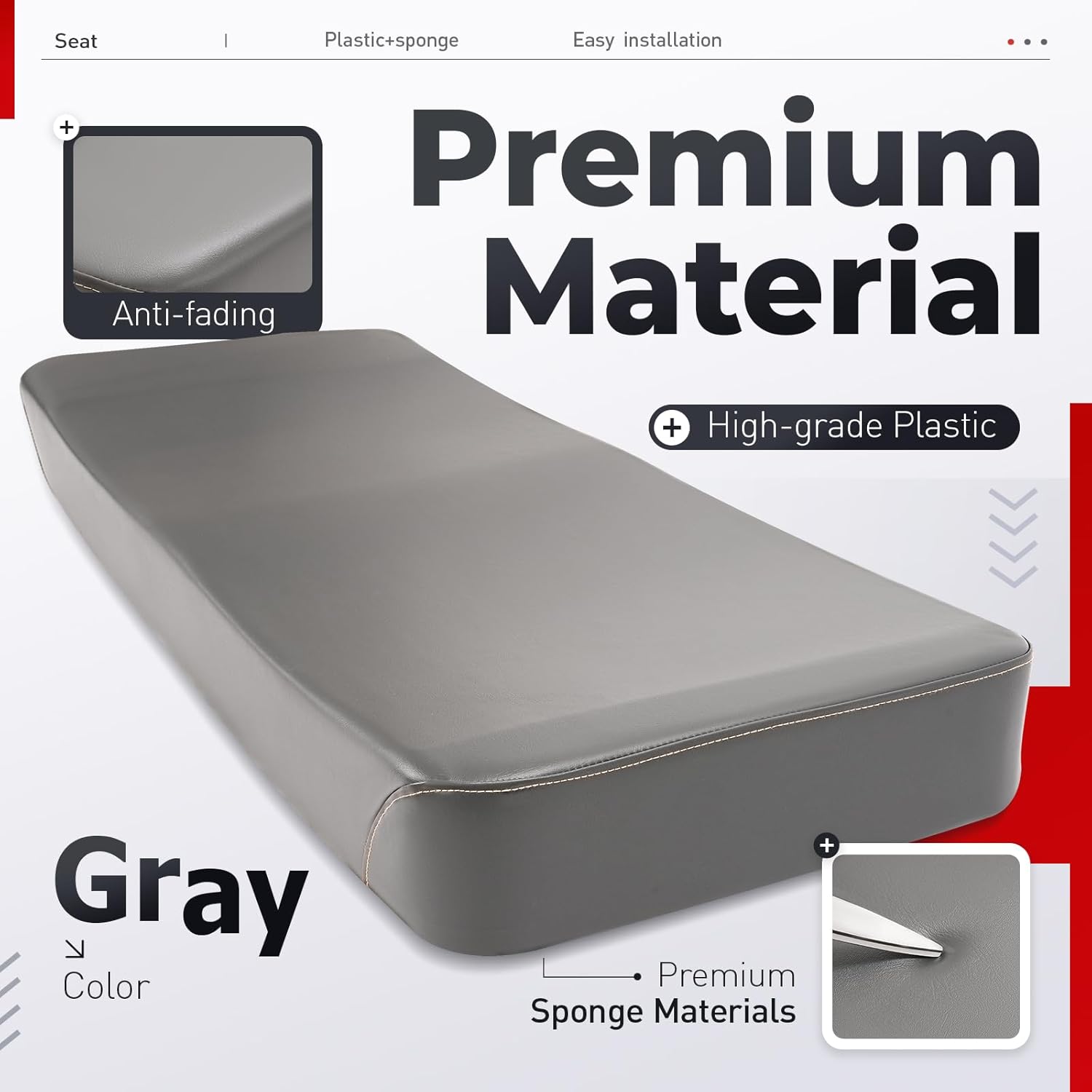 ALMULOO Gray Bottom Seat Cushion Compatible with 2007 & Prior, 2009-2013 Kawasaki Mule 3010 4000 4010 4x4 Replacement for 53066-7502-MA/53066-7502-338 Bench Seat Replacement Gray