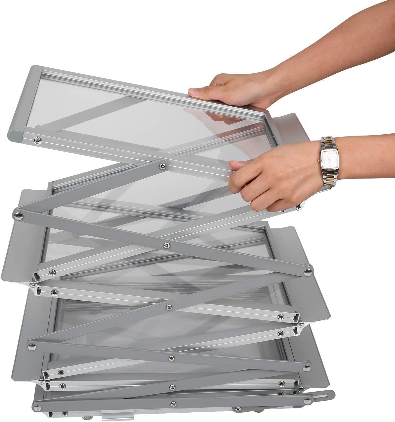 A4 Présentoir à Brochure Aluminium Portable avec Sac Oxford, 6 Sections