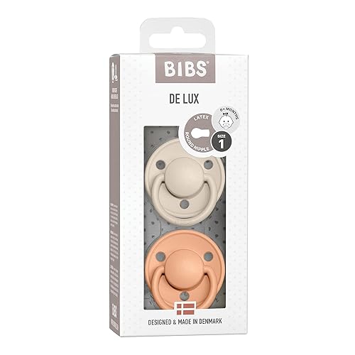 Miniatura 3 de BIBS De Lux - Paquete de 2 chupetes para bebé, fabricados en Dinamarca, chupete simulado sin BPA, pezón redondo. látex de goma natural, talla 1 (0-6