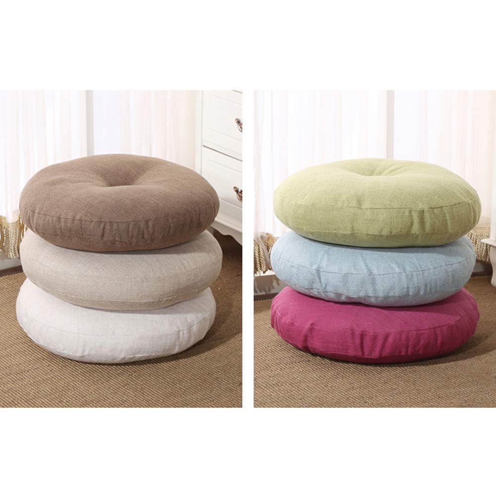 Thick Round Floor Seat Cushion - 16x16 Inch, Portable Booster Pillow With Handle, Waterproof Faux Leather, White