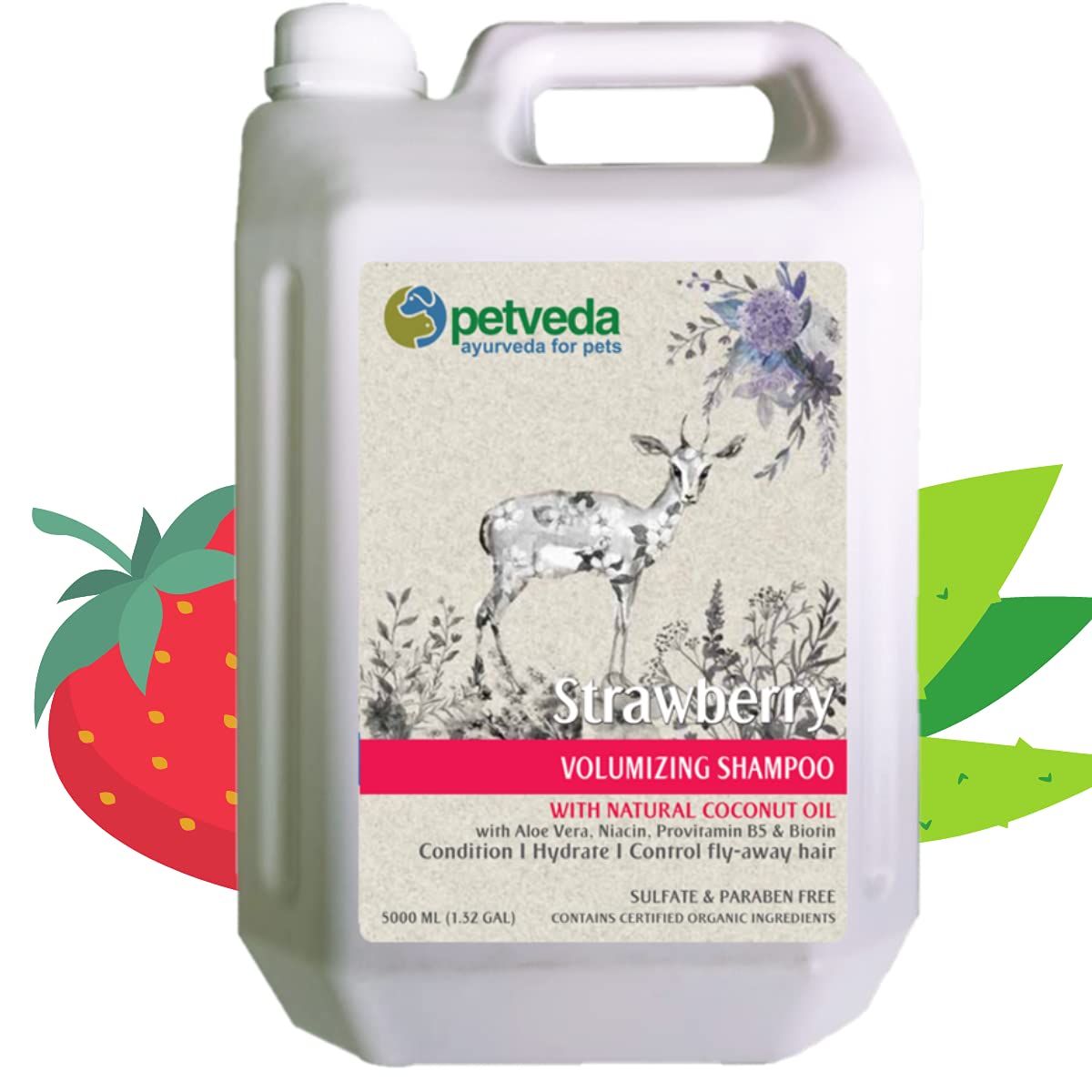 PETVEDA Ayurvedic Strawberry Conditioning & Volumizing Professional Pet Salon Suphate Free Shampoo (5 Litre) for Dogs & Cats (5000ml) (B07SHK8PLM) Amazon Price History, Amazon Price Tracker