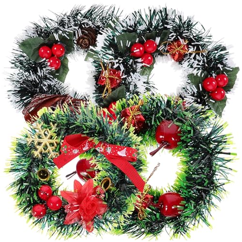 BESPORTBLE 4er Set Mini Weihnachtskränze Mit Roten Beeren Und...
