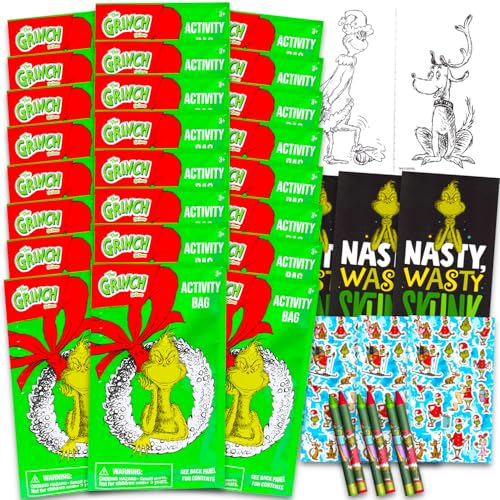 Dr. Seuss Grinch Party Favors for Kids Bundle - 24 Mini Activity Packs