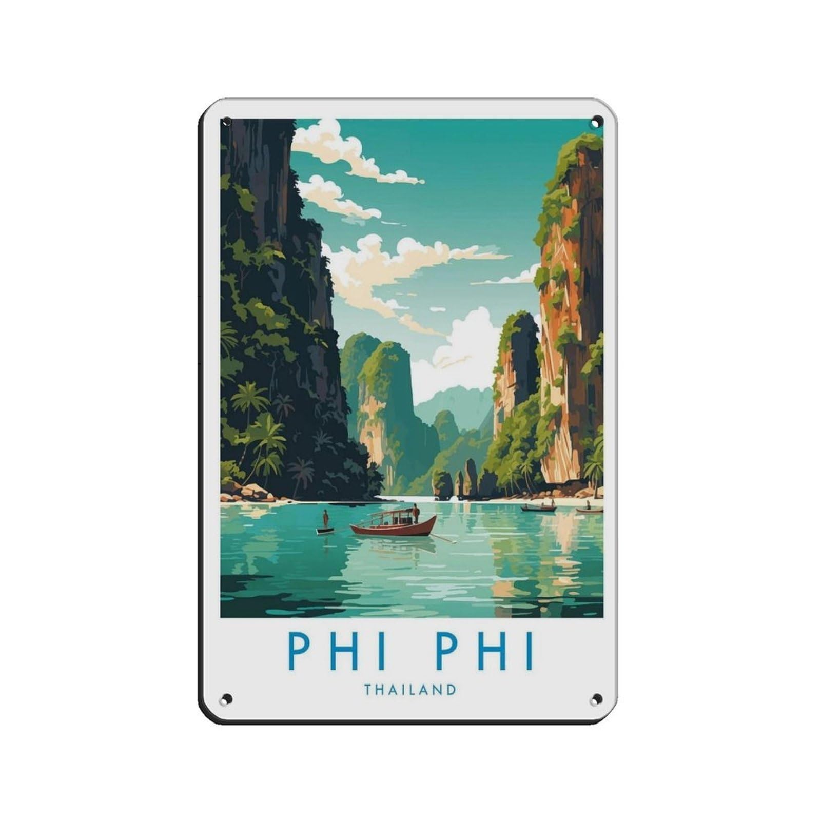 Phi Phi Travel Poster, Thailand（41） Retro Poster Metal Tin Sign Chic Art Retro Iron Painting Bar People Cave Cafe Family Garage Poster Wall Decoration 8x12inch(20x30cm)