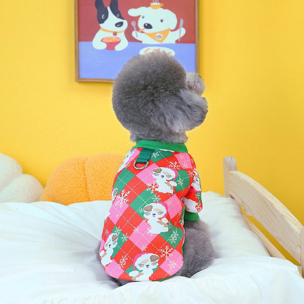 1pc Pet Dog Clothes Christmas Pink Lattice Puppy Apparel Xmas Classic Warm Plaid Dog Jumper Snowflake Soft Pullover Kittens Sweater Winter Cosy Tiny Dogs Sweater for Small Medium Puppy Kittens (S) - Image 4