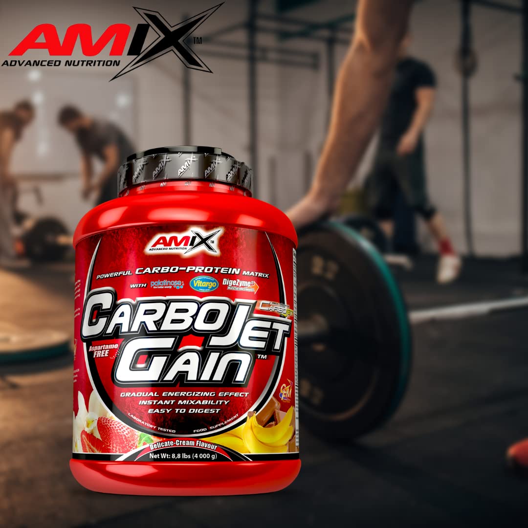 AMIX - Proteína en Polvo Carbojet Gain - Suplemento con Hidratos de Carbono -Proteína para Ganar Masa Muscular - Ideal para Atletas de Élite - Sabor Chocolate - 4 KG