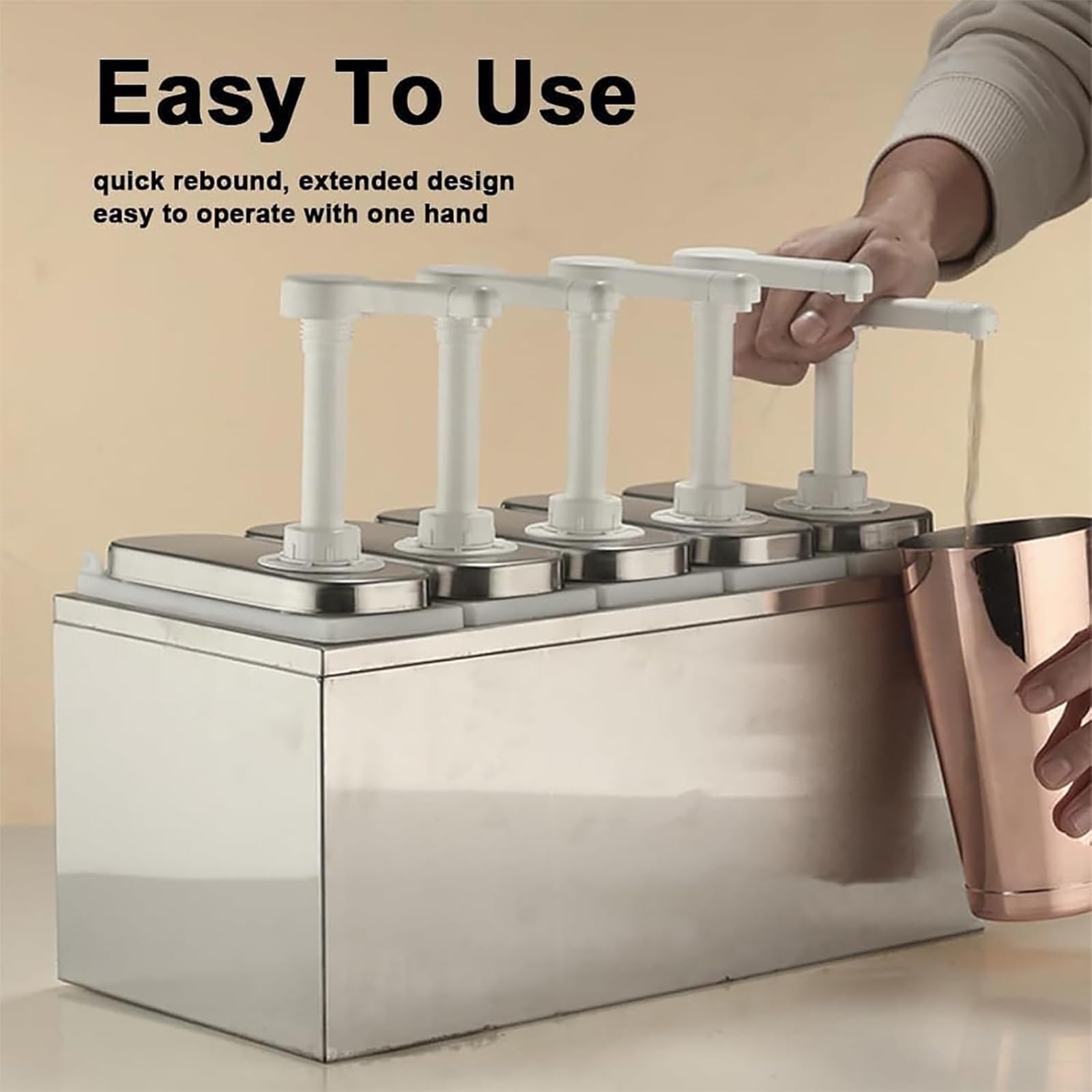 Bomba Dispensadora Salsa, Estación Bomba Especias Acero Inoxidable 10L con Cabezal Presión Giratorio 360°, Rebote Rápido Y Cuantitativo Estándar,sin Fugas,para Jarabe,Miel,Mermelada,Especias