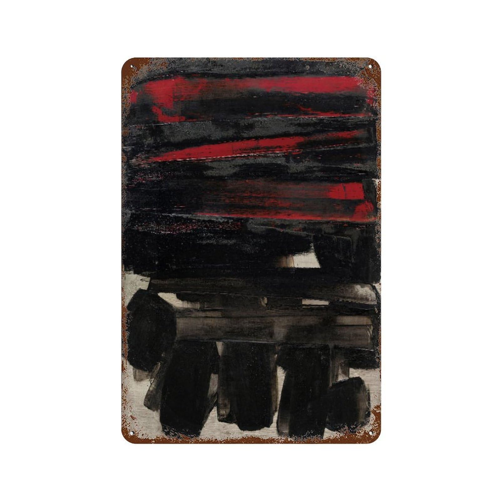 xiaoxiaoshen Pierre Soulages Abstract Gallery Decor Wall Decor Art Metal Tin Poster Modern Home Decor Art Home Bar Shop Decorations Vintage Sign 30x20cm