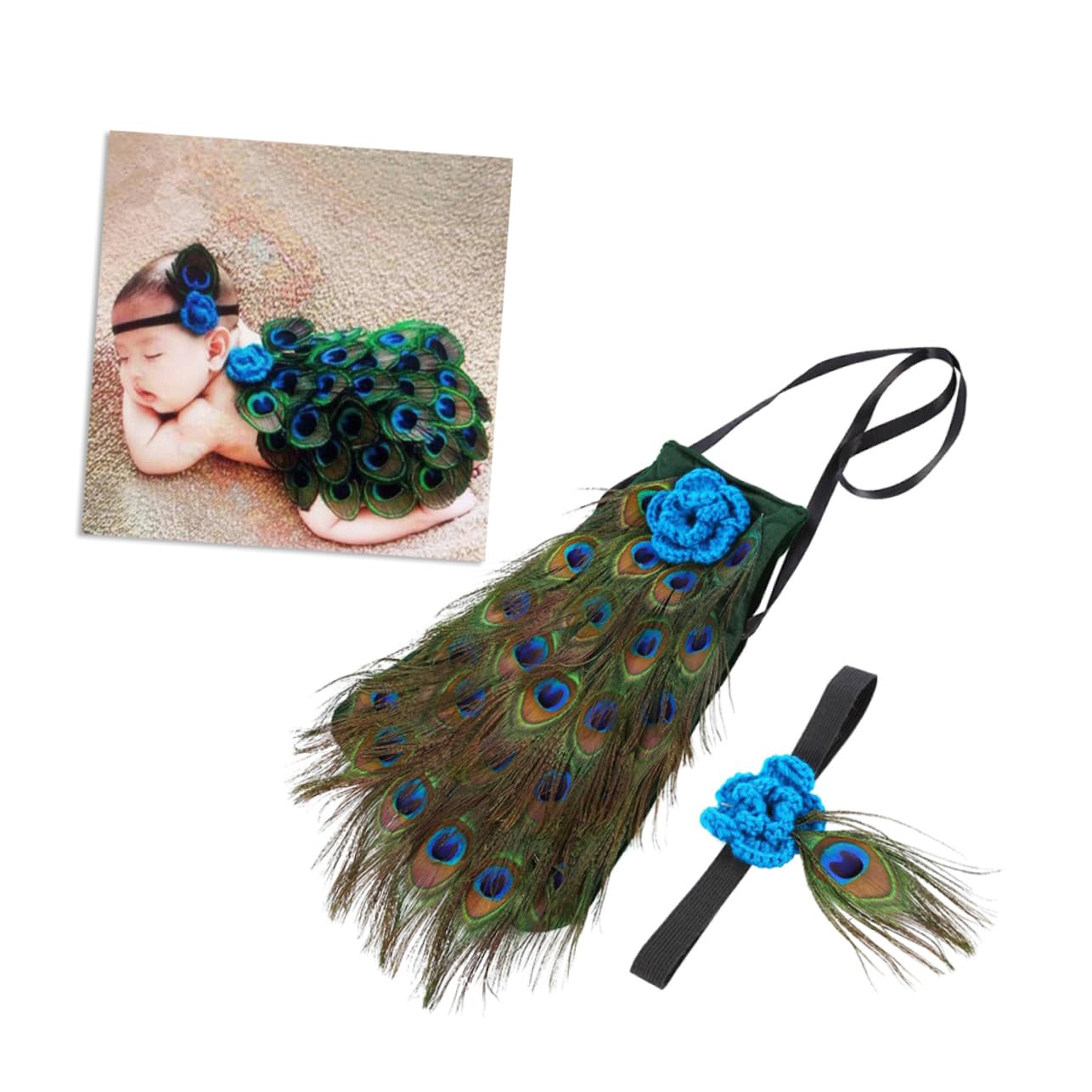 HEMOTON 3piezas Disfraz Fotográfico Infantil De Pavo Real para Recién Nacidos Ropa De Cosplay Cómoda y Atractiva para Sesiones De Fotos y Uso Diario