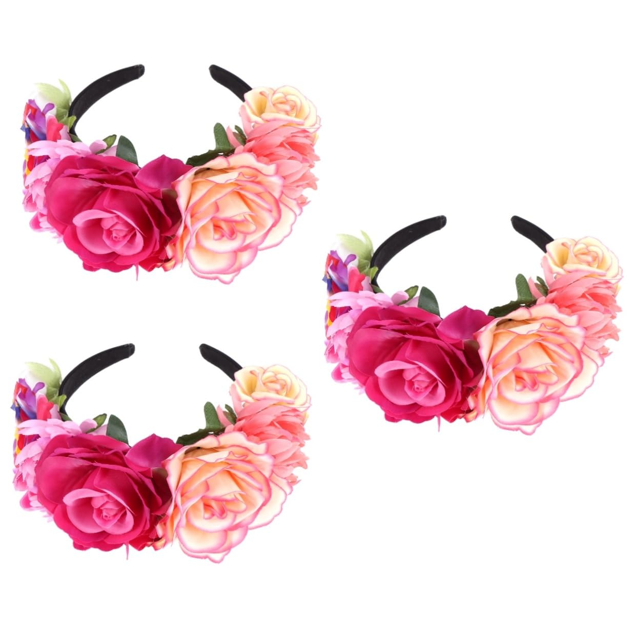 Didiseaon 3piezas Diadema De Flores Artificiales Bohemia Ancha Para Fotografía Vacaciones y