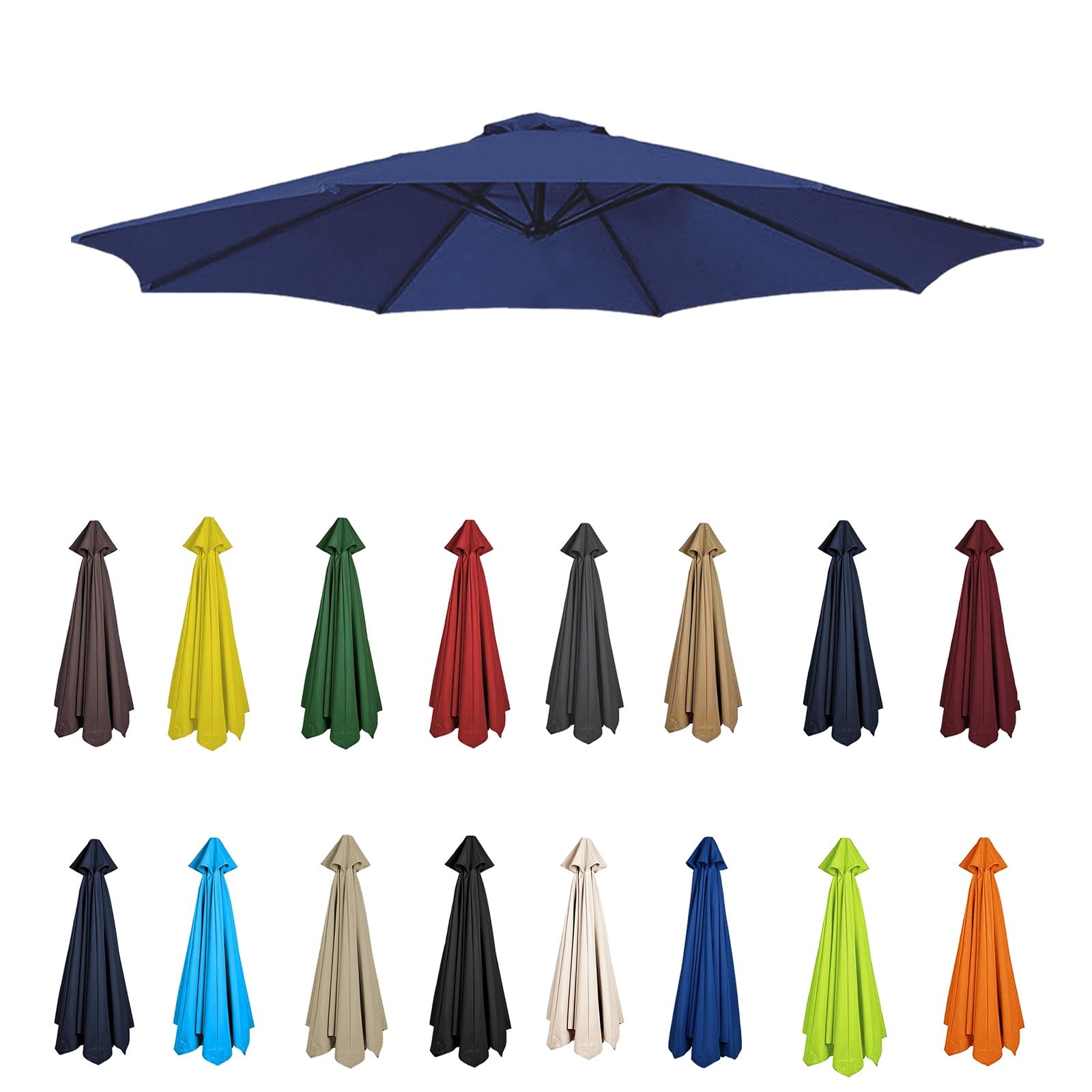 2m-3.5m Replacement Parasol Canopy, Umbrella Replacement Fabric, Garden Umbrella Replacement Cover, Outdoor Replacement Fabric, 6/8 Arms, replacement parasol fabric cover for Garden Umbrella(Navy blue