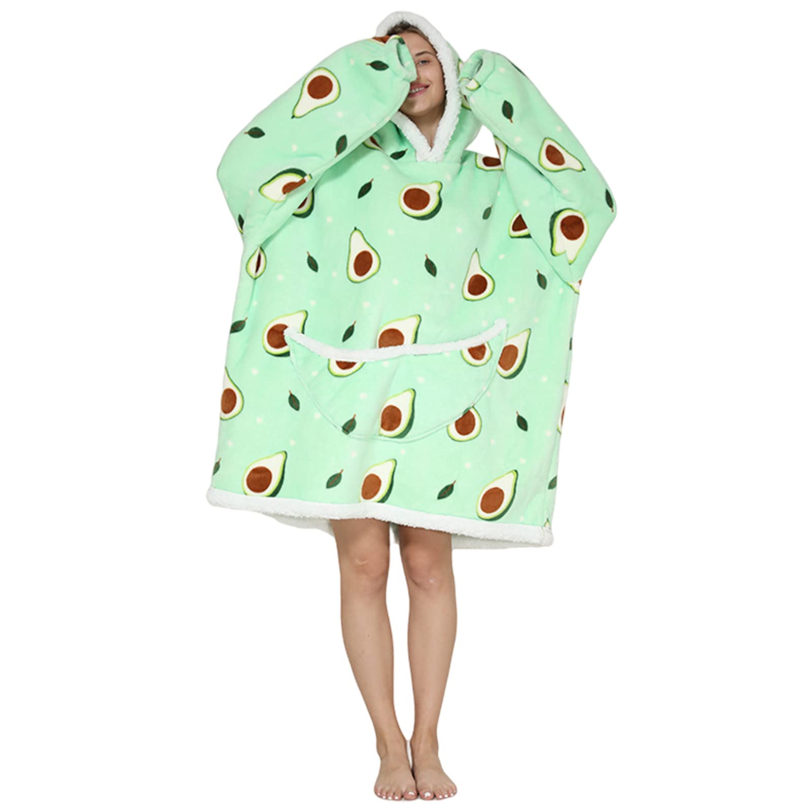 MEALENBESK Wearable Blanket Hoodie for Women, Men and Kids Standard& Oversized, Sherpa Blanket Sweat