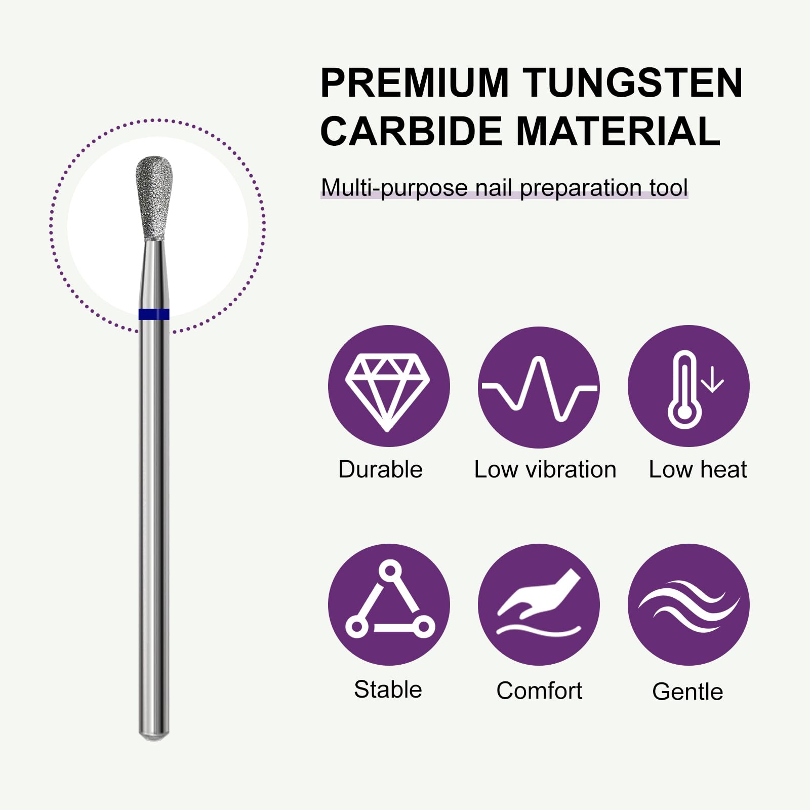 Broca de uñas para limpiar cutículas, brocas de carburo de diamante de 3/32 pulgadas, seguridad profesional, manicura rusa para limpiar debajo de las uñas, para cutículas, piel muerta, salón