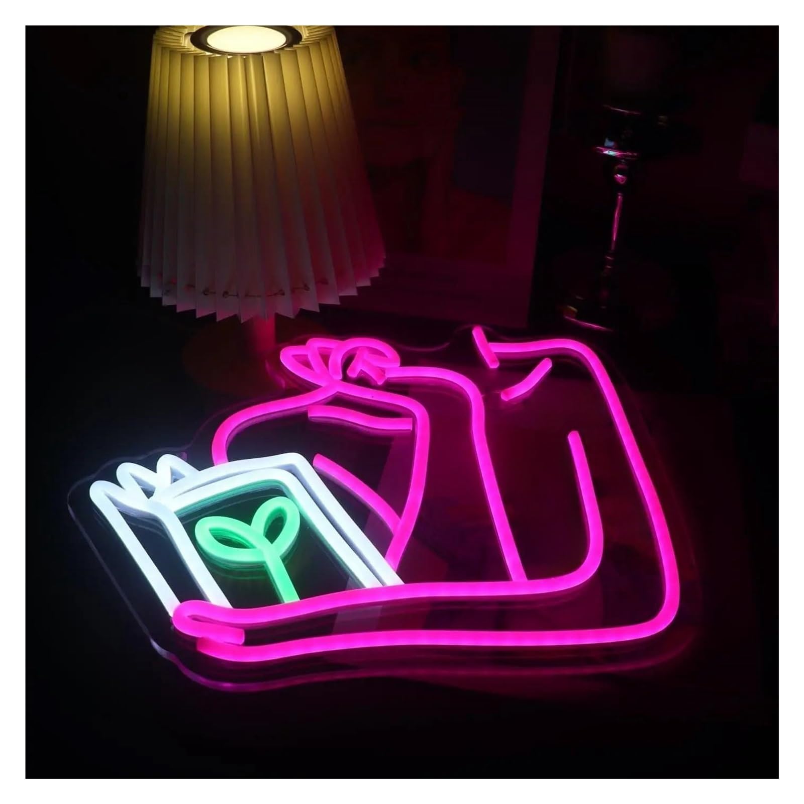 Insegna al Neon LED Insegne Al Neon Per Libri Di Lettura Per Ragazze Luce Al Neon Dimmerabile Alimentata Tramite USB Per Sala Giochi Reader Camera Letto Decorazione 30cm×35cm