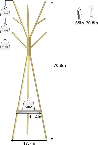 Miniatura 36 de Perchero para sombreros, soporte de metal para sombreros, con 9 ganchos para ropa, sombreros y bufandas, color negro, 17.72 pulgadas de ancho x