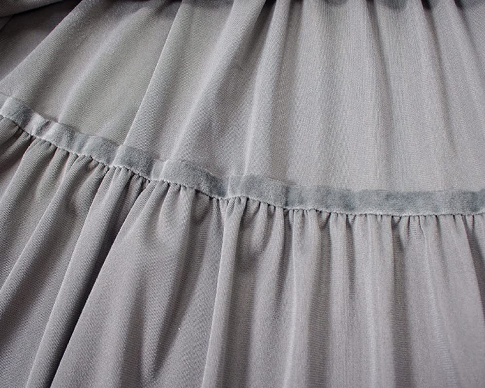 Spódnice dla kobiet Długość midi, złota aksamitna czarna spódnica zimowa Elastyczna talia Vintage Spódnice z wysokim stanem Ciepłe spódnice maxi dla kobiet Lini(Grey One Size)