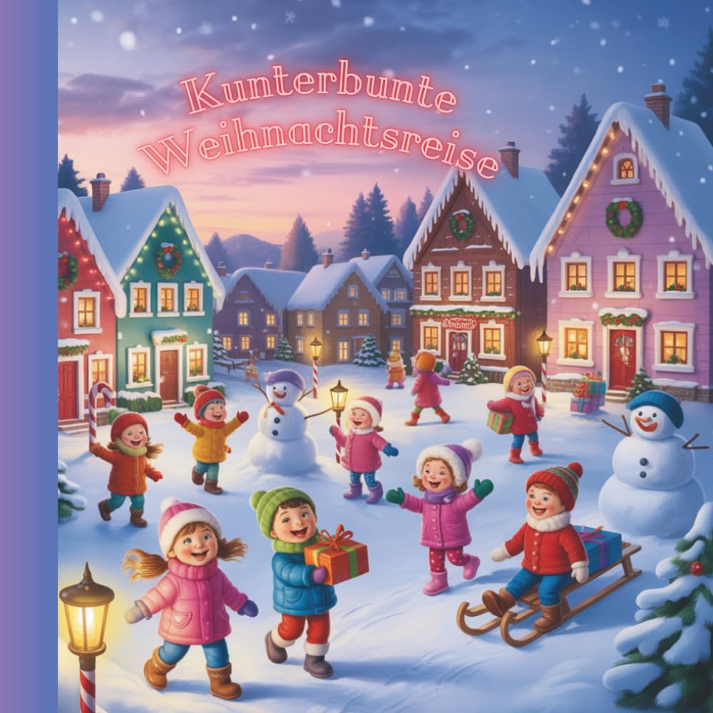 Kunterbunte Weihnachtsreise: Malbuch für Kinder mit weihnachtlichen, festlichen Motiven.
