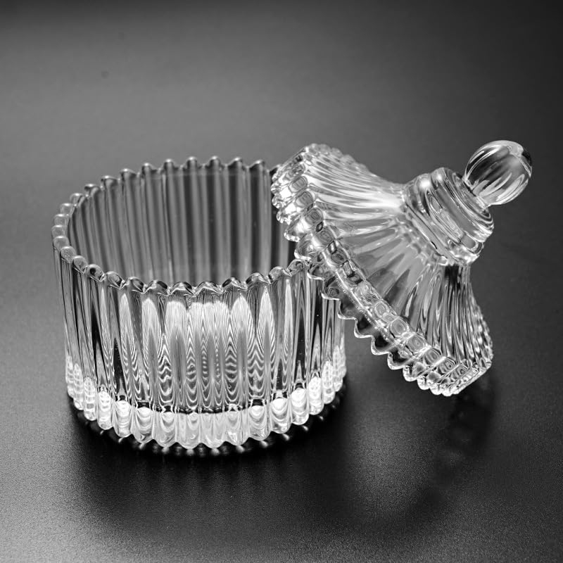 4PCS Zuccheriera di Vetro con Coperchio, Vetro Candy Sweet Jar, Cristallo Coperto Candy Buffet Jar, Piccoli Barattoli con Coperchi, Festa di Nozze Buffet Casa Decorativa