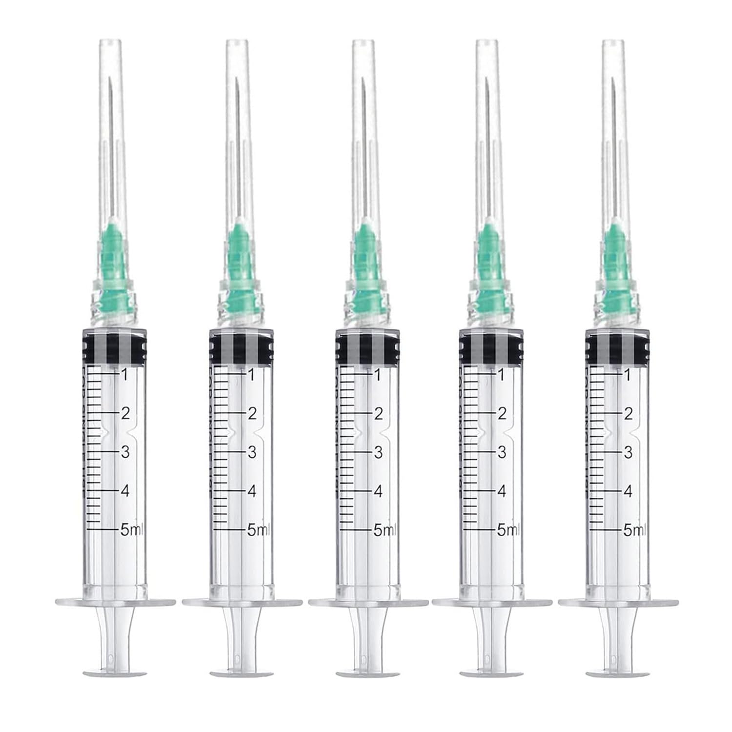 20Pack 5ml 21G 38mm/1.5inch Disposable Sterile Syringe Individually Packaged for Scientific Labs, Liquids Refilling and Measuring