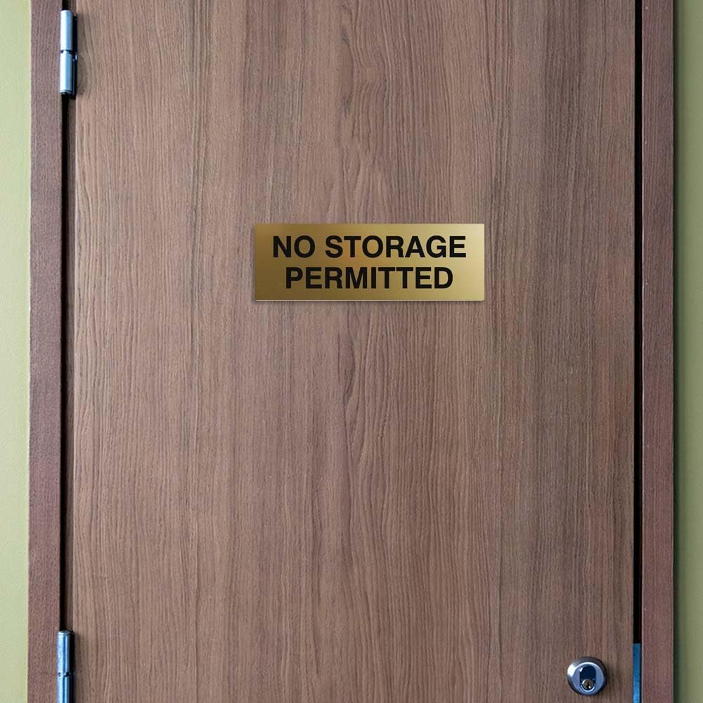 Signs ByLITA Basic No Storage Permitted Sign | Powerful Foam Tape (Black/Gold) - Large 2 Pack