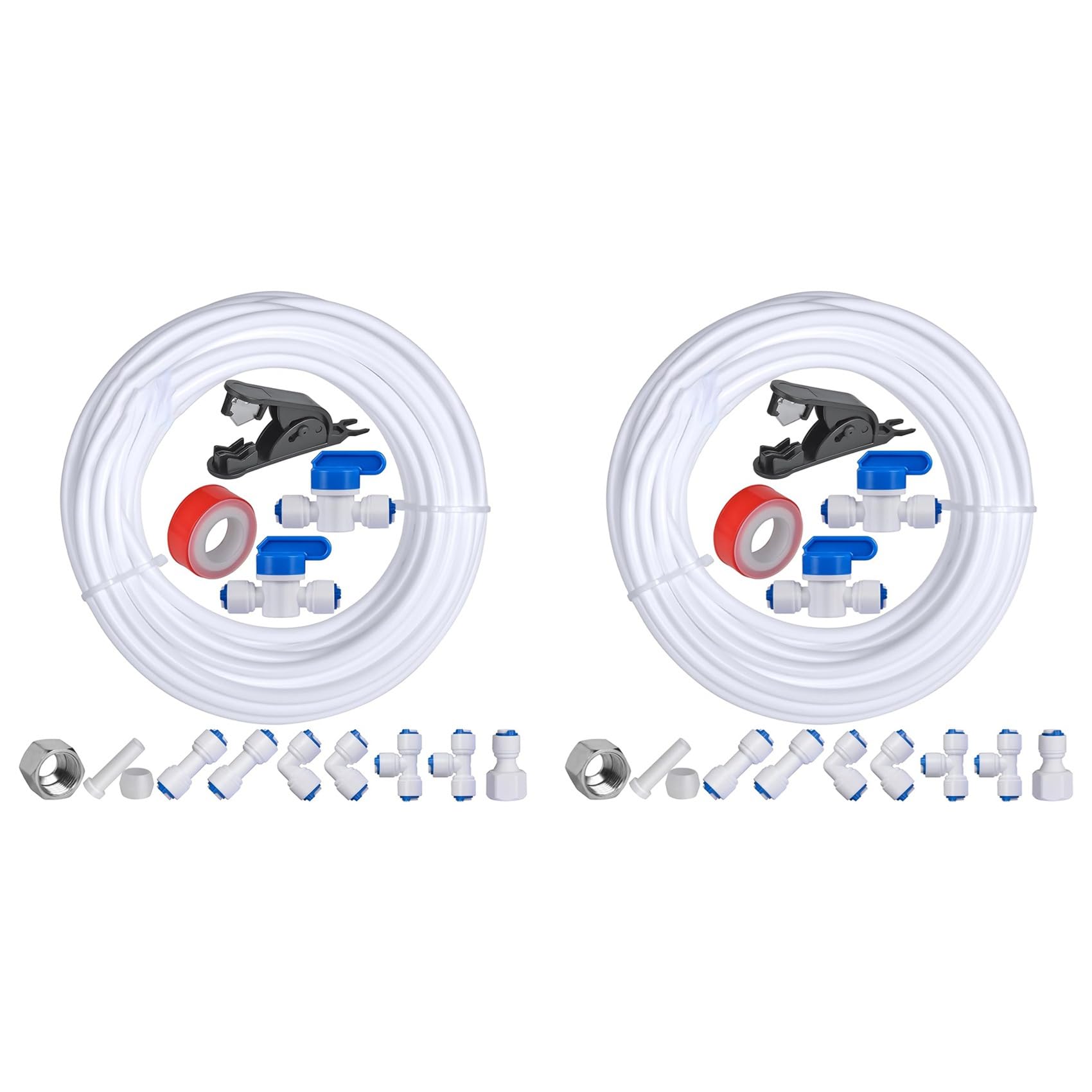 Hndhbfgrt 2 Set 32.8ft Refrigerator Water Line Kit,1/4inch OD Water Line Kit for Fridge Icemaker Reverse Osmosis System