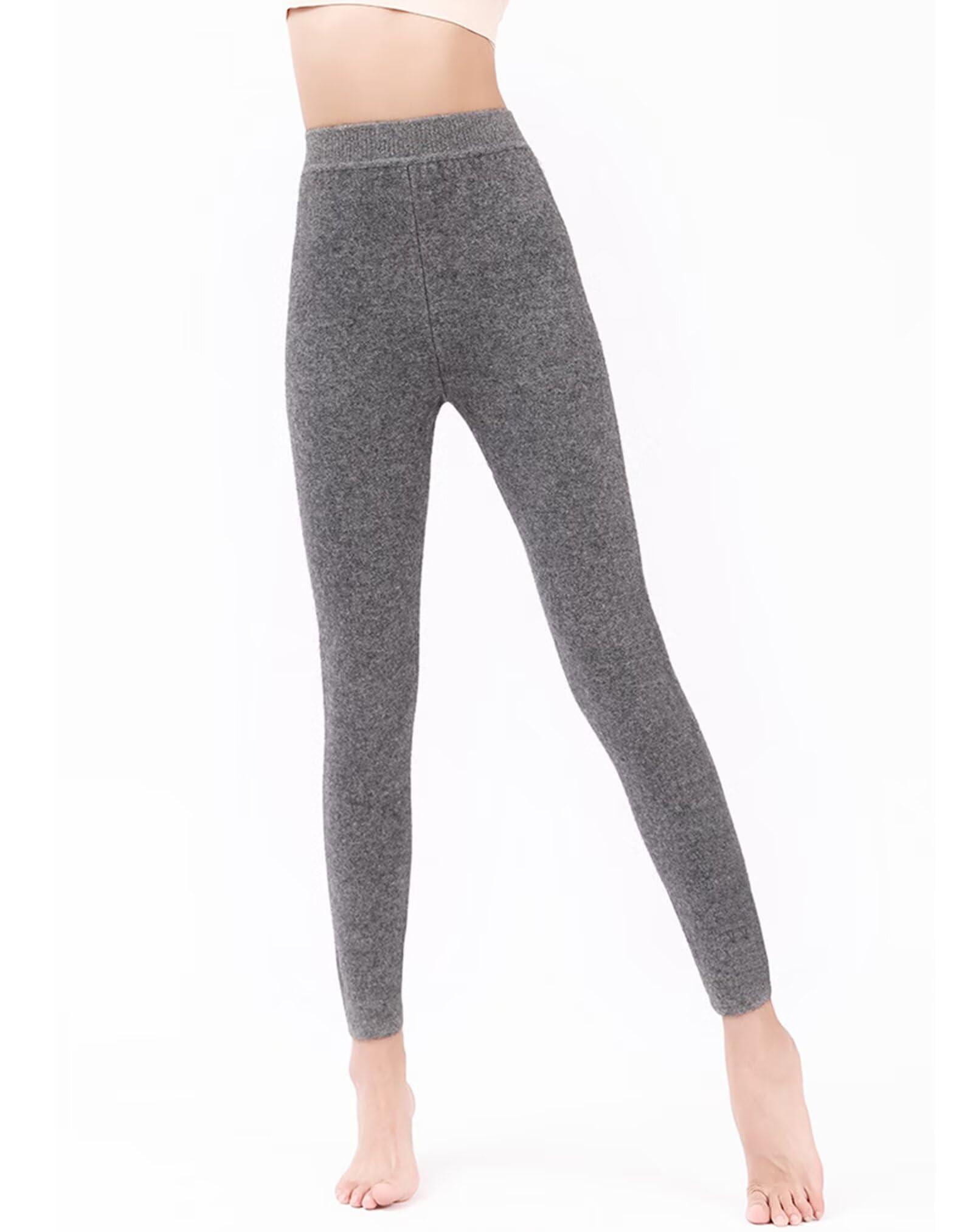 Leggings térmicos de Invierno 100% Cachemira para Mujer, Mallas de Cintura Alta, Pantalones cálidos para la Nieve